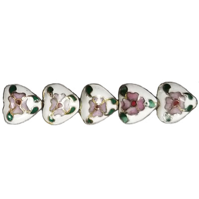 CLOISONNE HEART 10MM WHITE